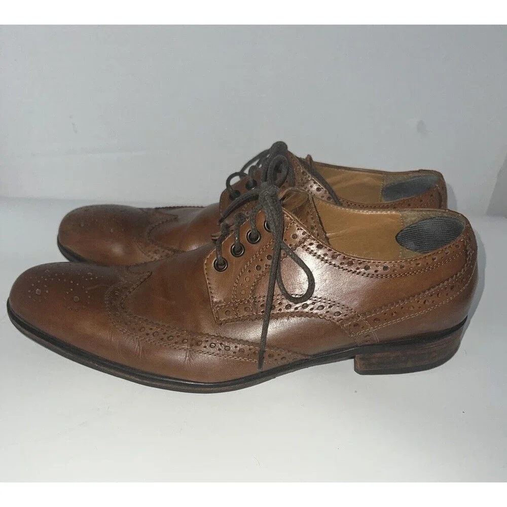 Broletto Bartolomeo Mens Wingtip Oxford Brown Dress Shoes Sz 10 Italian Preppy